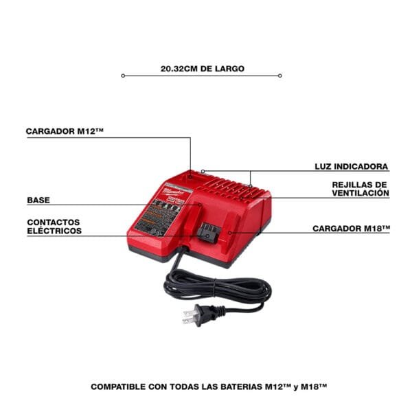 Batería Milwaukee 12Ah & Cargador Rápido Combo Kit